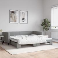 Slaapbank met onderschuifbed 100x200 cm stof lichtgrijs