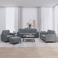 4-delige Loungeset met kussens fluweel donkergrijs