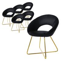 ML-Design eetkamerstoelen set van 6 fluweel, zwart, woonkamerstoel met ronde rugleuning gestoffeerde stoel met - thumbnail