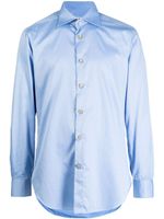 Kiton chemise en coton à col italien - Bleu