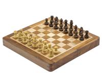 Deluxe Opvouwbare Reisset Schaakspel van Hardhout 19 cm - Magnetisch