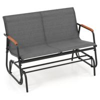 Schommelbank voor 2 Personen Terrasbank met Ademende Stoffen Zitting Schommelstoel voor Tuin Terras Balkon Grijs - thumbnail