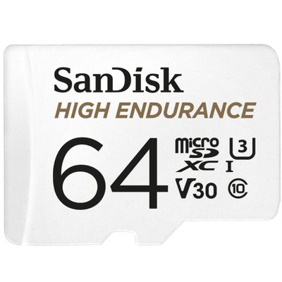 SanDiskMicroSDHC High Endurance 64GB incl SD adapter Micro SD-kaart Wit