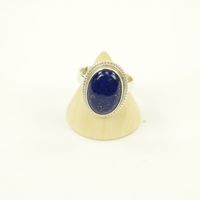 Zilveren Ring met Lapis Lazuli Maat 17,5 - Verstelbaar - Model 2 (Sterling Zilver 925) - thumbnail