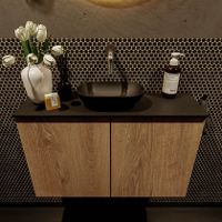 Mondiaz Fowy toiletmeubel 80cm washed oak met blad en waskom urban midden zonder kraangat
