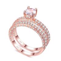 Dubbele rij voor vrouwen mode Cubic Zirconia Wedding Engagement Ring ring grootte: 9 (ronde Rose goud)