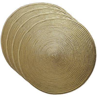 Placemat - Set van 4x stuks - metallic goud - dia 38 cm - rond - onderlegger - kerstdiner/diner plac