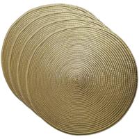 Placemat - Set van 4x stuks - metallic goud - dia 38 cm - rond - onderlegger - kerstdiner/diner plac