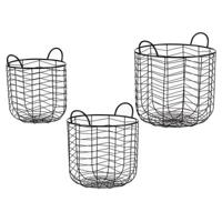 Mandenset Zwart Metaal (3 pcs)