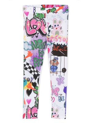 Khrisjoy Kids legging à imprimé graphique - Blanc