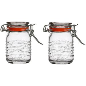 Voorraadpotje/kruidenpotje - 2x - mini - 70 ml - glas - met beugelsluiting - D5 x H8 cm