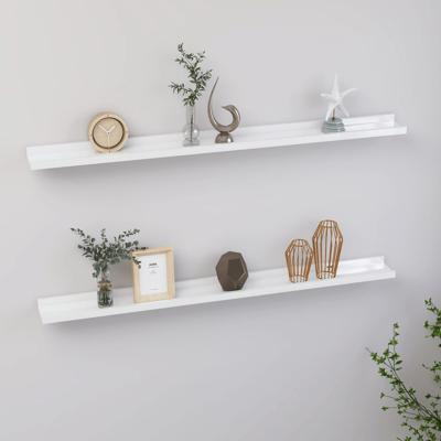 Wandschappen 2 st 100x9x3 cm hoogglans wit
