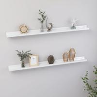 Wandschappen 2 st 100x9x3 cm hoogglans wit