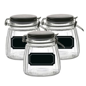 Weckpot/inmaakpot - 4x - 1L - glas - met beugelsluiting - incl. etiketten