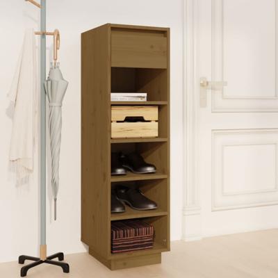 Schoenenkast 30x34x105 cm massief grenenhout honingbruin