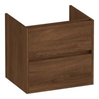 Brauer Adore Wavy - Onderkast - 60 cm - met 2 Softclose Lades Greeploos en 1 Sifon Uitsparing - Forest Cacao