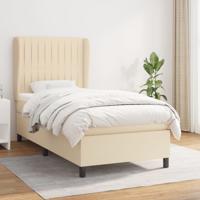 Boxspring met matras stof crèmekleurig 100x200 cm
