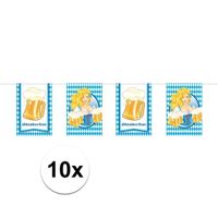 10x Oktoberfest/bierfeest vlaggenlijnen/slingers rechthoekig 10