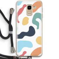 Memphis Shapes Blue: Samsung Galaxy J6 (2018) Transparant Hoesje met koord
