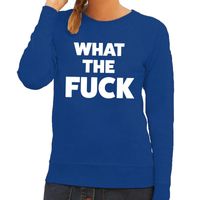 What the Fuck tekst sweater blauw voor dames