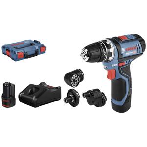 Bosch Professional GSR 12V-15 FlexiClick 06019F6000 Accu-schroefboormachine 12 V 2 Ah Li-ion Incl. 2 accus, Incl. lader, Incl. accessoires, Incl. koffer