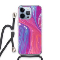 Paarse stroom: iPhone 13 Pro Transparant Hoesje met koord