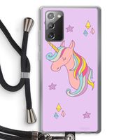 Roze eenhoorn: Samsung Galaxy Note 20 / Note 20 5G Transparant Hoesje met koord