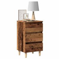 Nachtkastje 40x35x69 cm bewerkt hout oud houtkleurig