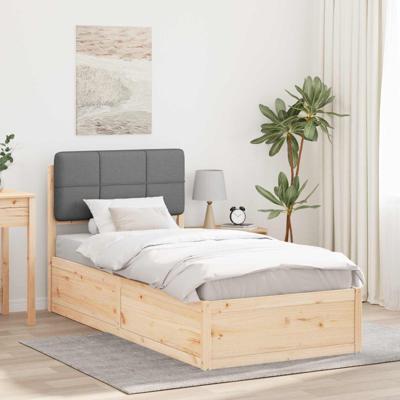 Bedframe met Gevoerd Hoofdgedeelte Lichtgrijs 75 x 190 cm