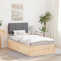 Bedframe met Gevoerd Hoofdgedeelte Lichtgrijs 75 x 190 cm