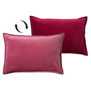 Dutch Decor - FAY - Kussenhoes 40x60 cm - velvet met 2 kleuren - Red Plum + Muted Clay - roze