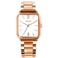 Zinzi ZIW807S Horloge Square Roman staal goudkleurig-wit 32 mm + gratis armband