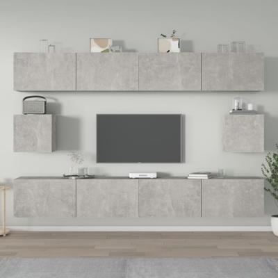 6-delige Tv-meubelset bewerkt hout betongrijs