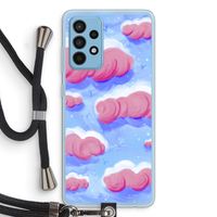 Roze wolken met vogels: Samsung Galaxy A52 Transparant Hoesje met koord