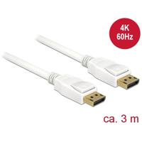 Delock 84878 DisplayPort-kabel DisplayPort Aansluitkabel DisplayPort-stekker, DisplayPort-stekker 3.00 m Wit Vergulde steekcontacten - thumbnail