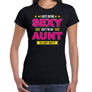 Hate being sexy but Im an aunt / Haat sexy zijn maar ben tante cadeau t-shirt zwart voor dames S  -