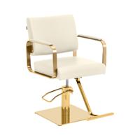 Kappersstoel met voetsteun - 50 - 66 cm - 200 kg - Creme/goud Kappersstoel met voetsteun - 50 - 66 cm - 200 kg - Creme/goud