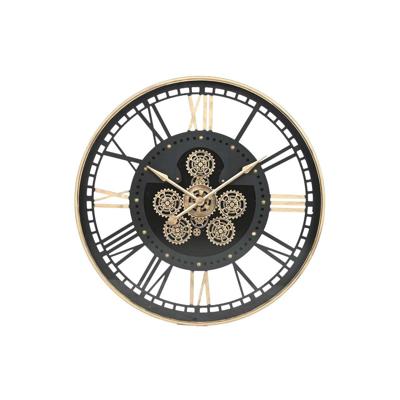 Muurklok Home ESPRIT Zwart Gouden Metaal Kristal 100 x 9 x 100 cm