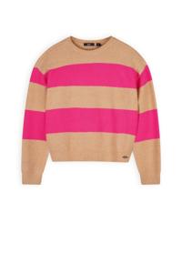 NoBell Meisjes cropped trui gebreid colourblock - Kessy - Piiink roze