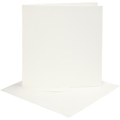 Creativ Company Kaarten en enveloppen, afmeting kaart 15,2x15,2 cm, afmeting envelop 16x16 cm, 220 gr, off-white, 4 set/ 1 doos