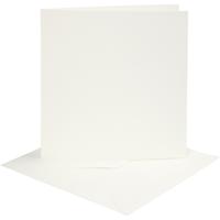 Creativ Company Kaarten en enveloppen, afmeting kaart 15,2x15,2 cm, afmeting envelop 16x16 cm, 220 gr, off-white, 4 set/ 1 doos