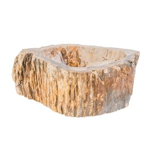 Waskom BWS Stone Organisch 30-35x15 cm Gepolijst Hout Bruin