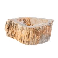 Waskom BWS Stone Organisch 30-35x15 cm Gepolijst Hout Bruin - thumbnail