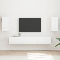 Tv-meubelset Wandgemonteerd 3 pcs Hoogglans wit Bewerkt hout