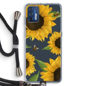 Sunflower and bees: Motorola Moto G9 Plus Transparant Hoesje met koord