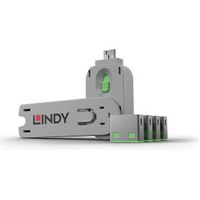 Lindy 40451 USB Port Blocker - Pack 4, Colour Code: Green