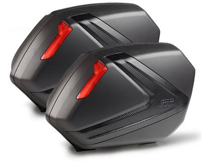 GIVI V37 set zijkoffers carbon look, Topkoffers en voor de moto, rode reflectoren