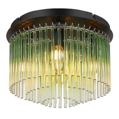 Globo Zwarte plafondlampGorley met groen glas Ø 32cm - 15698DG