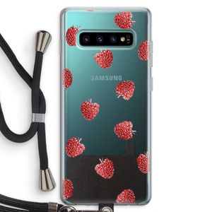 Framboosjes: Samsung Galaxy S10 Plus Transparant Hoesje met koord