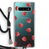 Framboosjes: Samsung Galaxy S10 Plus Transparant Hoesje met koord